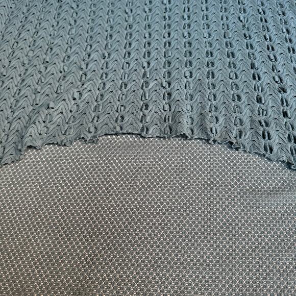 Free PeopleTextured Open Weave Fishnet Mesh Sheer Top Women No Size Boho Blue - Picture 9 of 12